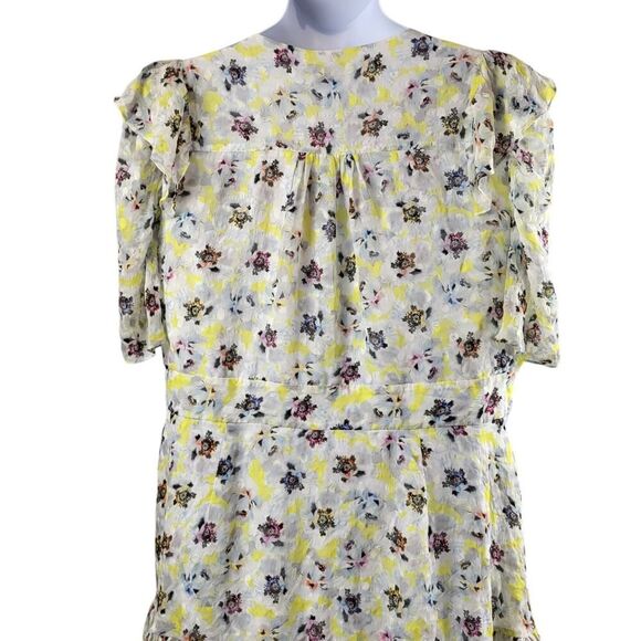 NEW Tanya Taylor Plus Size 18 Silk Wrap Mini Dress Georgina Yellow Floral Party - Picture 11 of 16